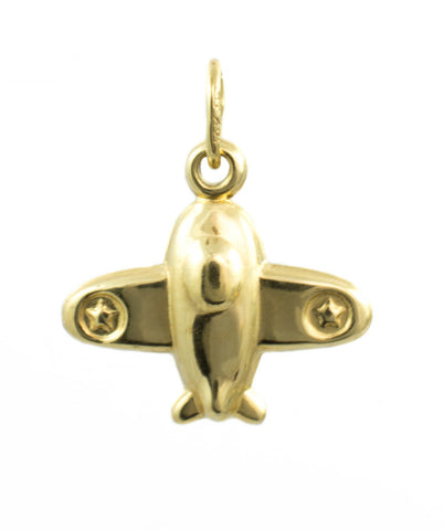 14 Kt Yellow Gold Airplane Charm