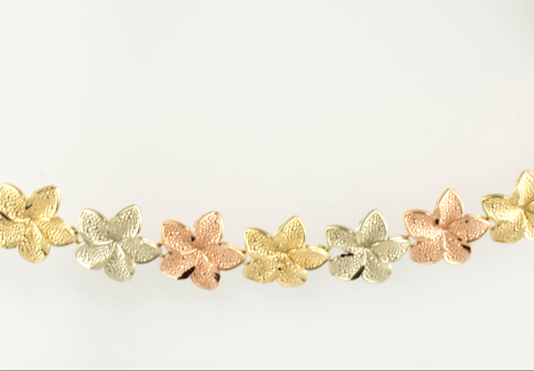 14 Kt Tricolor Gold Flower Ladies' Bracelet