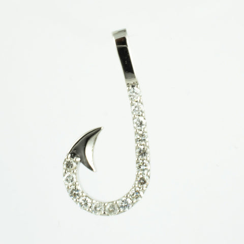 14 Kt White Gold Fish Diamond Charm