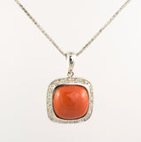14 Kt White Gold Coral & Diamond Set