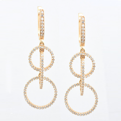 14 Kt Rose Gold Hanging Round C/Z Ladies' Earrings