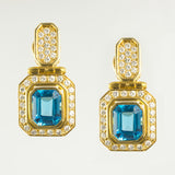 14 Kt Yellow Gold Blue Topaz & Diamond Set