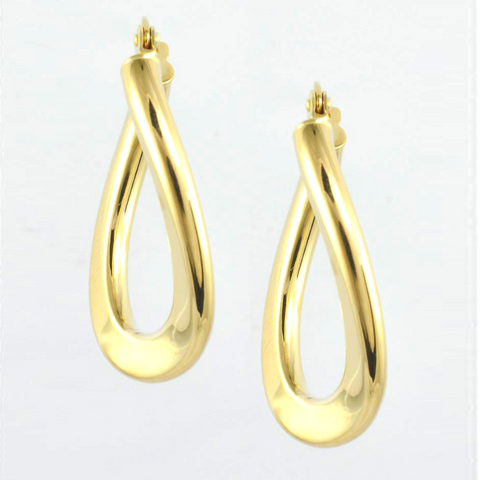 14 Kt Yellow Gold Wave Ladies' Hoop Earrings
