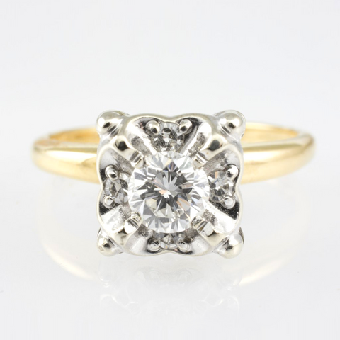14 Kt Gold Two Tone Diamond Ring