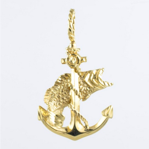 14 Kt Yellow Gold Anchor Grouper Charm