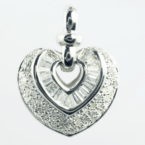 14 Kt White Gold Diamond Heart Charm