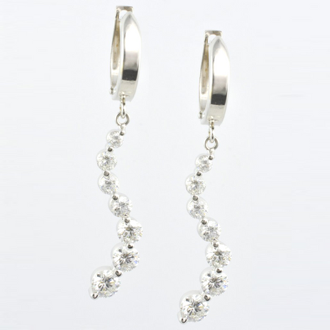 14 Kt White Gold Diamond Journey Ladies' Earrings