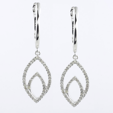 14 Kt White Gold Leaf Diamond Earrings
