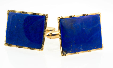 14 Kt Yellow Gold & Lapis Lazuli Cuff Links