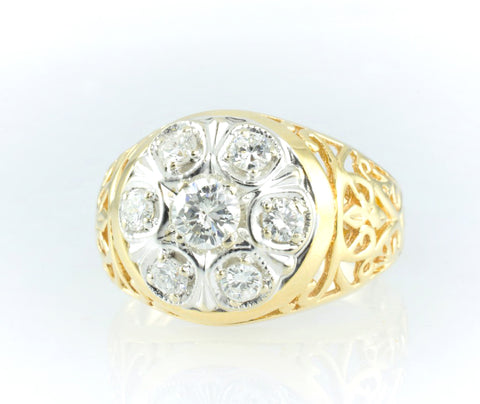 14 Kt Yellow Gold Men's Diamond Ring
