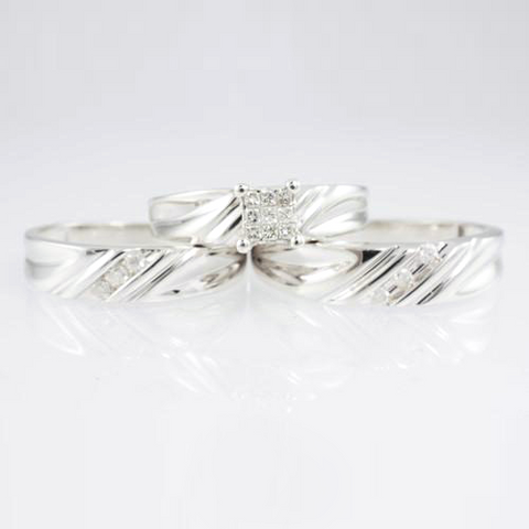 14 Kt White Gold Diamond Trio Set