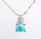 14 Kt White Gold Turquoise & Diamond Set