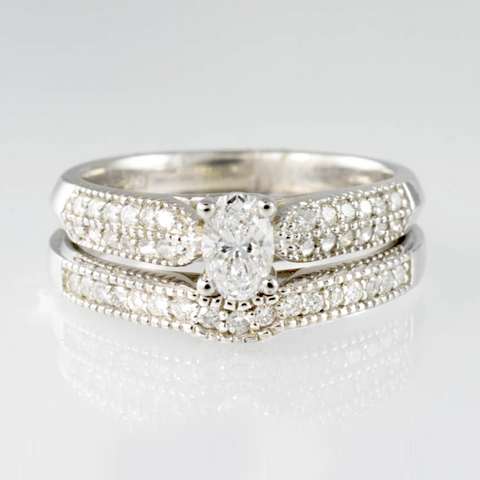 14 Kt White Gold Diamond Wedding Set