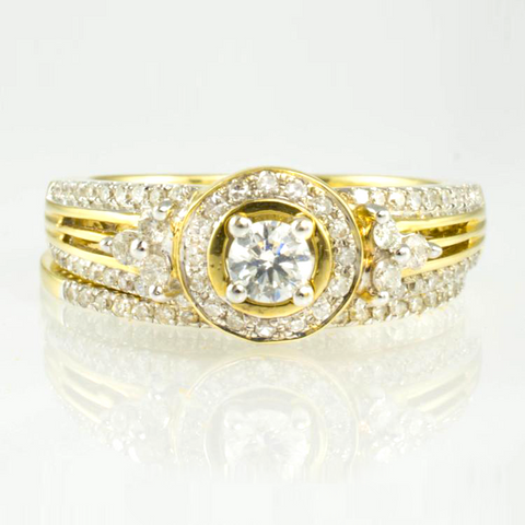 14 Kt Yellow Gold Diamond Ring Set