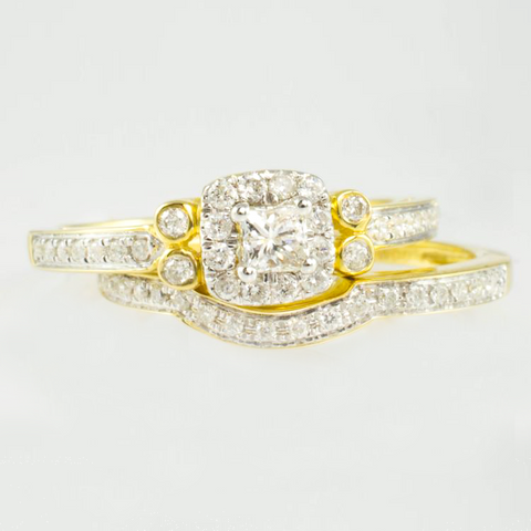 14 Kt Yellow Gold Diamond Ring Set