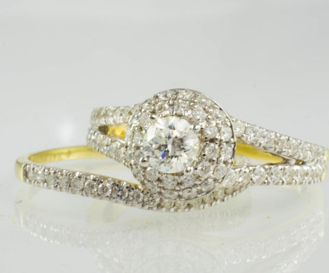 14 Kt Yellow Gold Diamond Ring Set