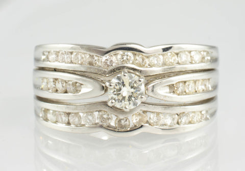 14 Kt White Gold 3-in-1 Diamond Ring Set