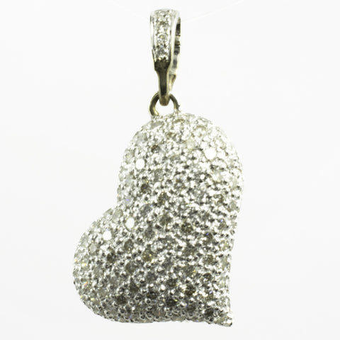 14 Kt White Gold Diamond Heart Charm