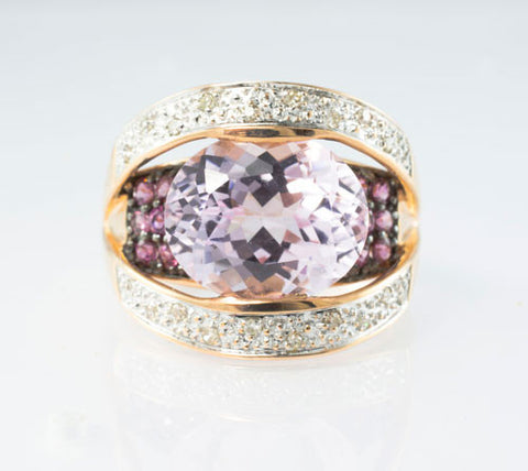 14 Kt Rose Gold Sapphire & Diamond Ladies' Ring
