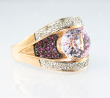 14 Kt Rose Gold Sapphire & Diamond Ladies' Ring