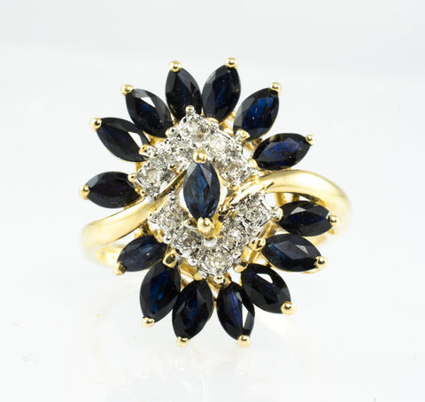 14 Kt Yellow Gold Sapphire & Diamond Ladies' Ring