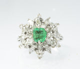 14 Kt White Gold Emerald & Diamond Ladies' Ring