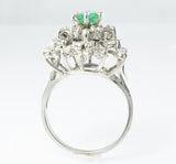 14 Kt White Gold Emerald & Diamond Ladies' Ring