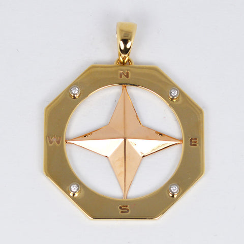 14 Kt Yellow Gold Compass Rose Charm
