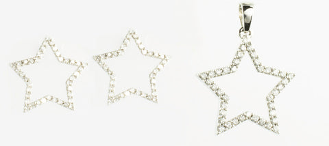 14 Kt White Gold Diamond Star 2 Piece Set