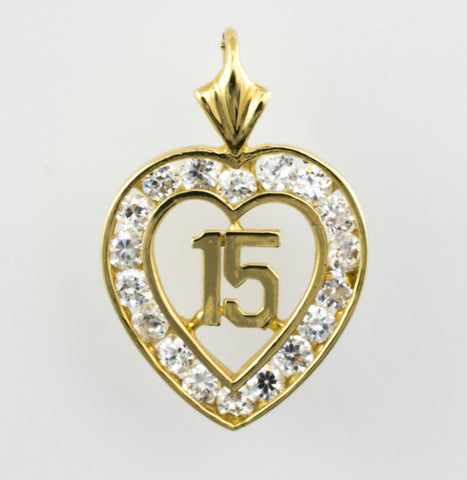 14 Kt Yellow Gold C/Z Heart 15 Charm