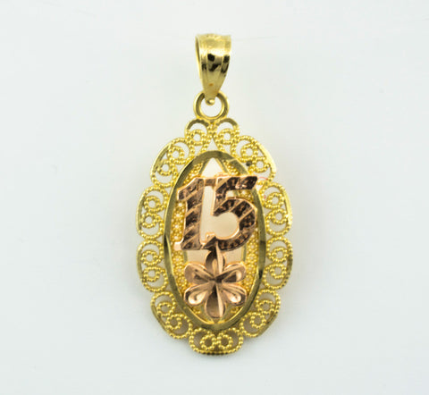 14 Kt Gold Tricolor 15 Oval Charm