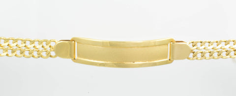 14 Kt Yellow Gold Hammer Double Chain Child ID Bracelet