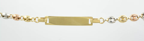 14 Kt Tricolor Gold ID Baby Bracelet