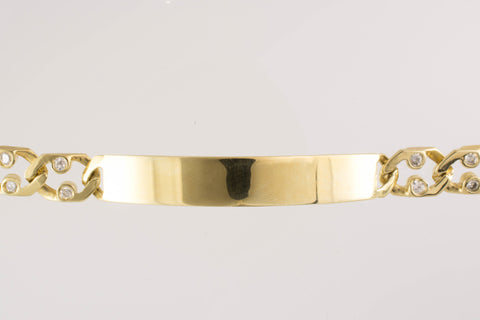 10 Kt Yellow Gold C/Z Men's ID Bracelet