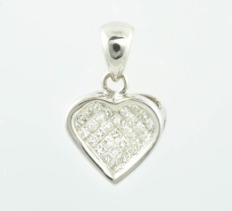 14 Kt White Gold & Diamond Heart Charm