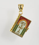 14 Kt Yellow Gold Multicolor Bible Charm