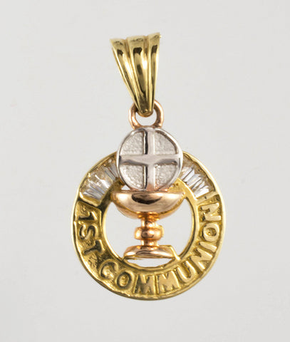 14 Kt Gold Tricolor First Communion Charm