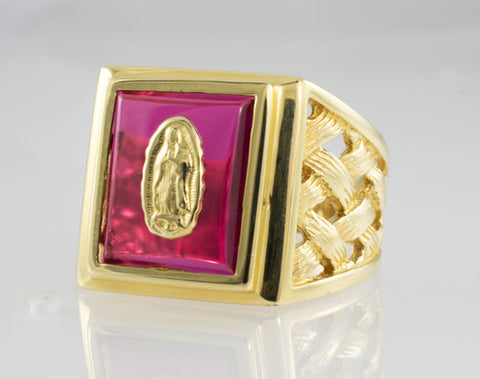 14 Kt Yellow Gold Our Lady Of Guadalupe Ring
