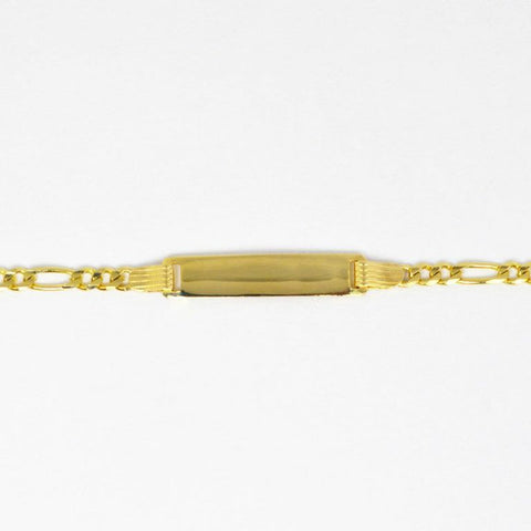 14 Kt Yellow Gold ID Flat Figaro Baby Bracelet