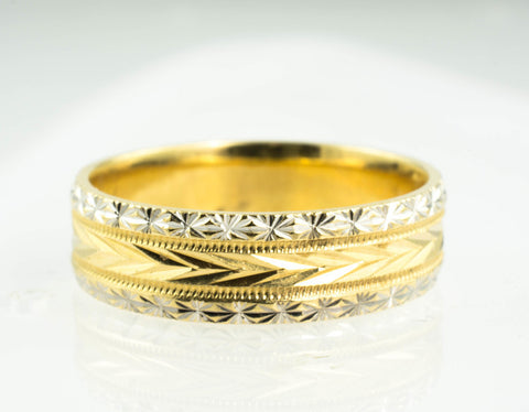 14 Kt Two Tone Gold Wedding Band