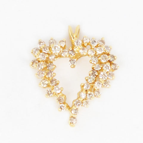14 Kt Yellow Gold Diamond Heart Charm