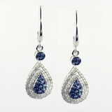 10 Kt White Gold White & Blue Diamond Earrings & Pendant Set