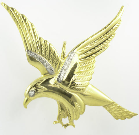 14 Kt Yellow Gold Diamond Eagle Charm