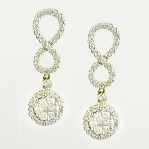 10 Kt Yellow Gold Diamond Infinity Earrings