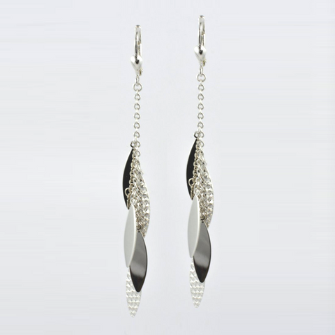 14Kt White Gold Hanging Teardrop Ladies' Earrings