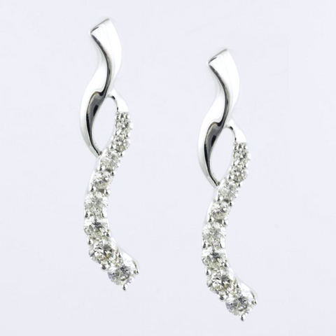 14 Kt White Gold Diamond Journey Earrings & Pendant