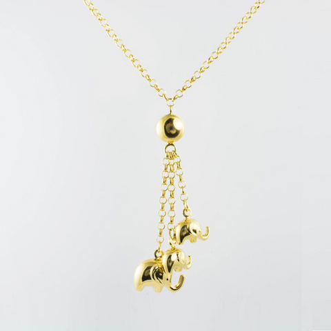 14 Kt Yellow Gold Elephant Necklace