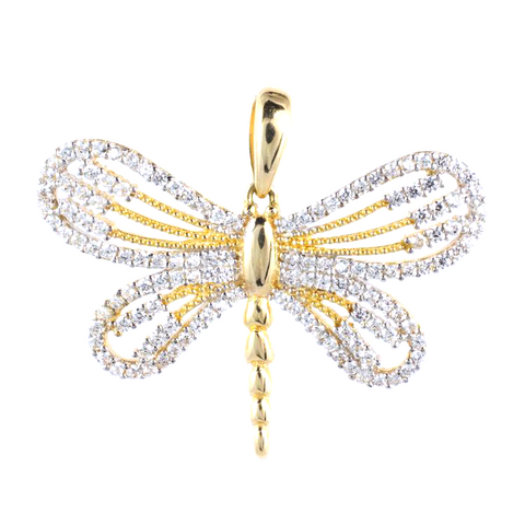 14 Kt Yellow Gold C/Z Dragonfly Charm