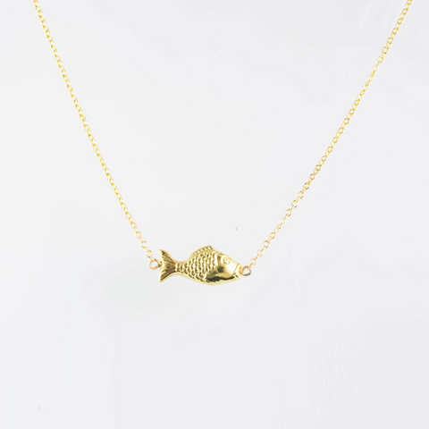 14 Kt Yellow Gold Fish Necklace