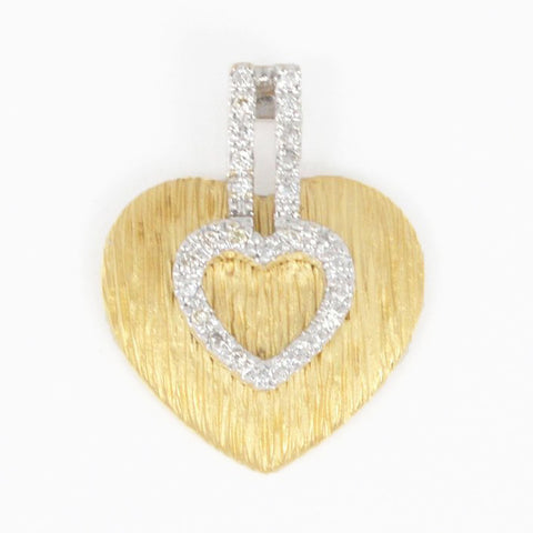 14 Kt Two Tone Gold Double Heart Charm